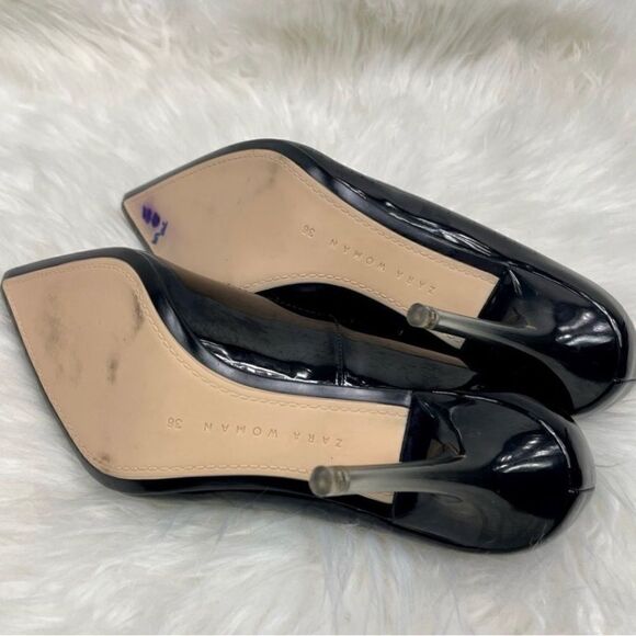 Zara | patent leather pointy toe stilettos size 36, black w ombré 3 1/2” heel. - Picture 6 of 9